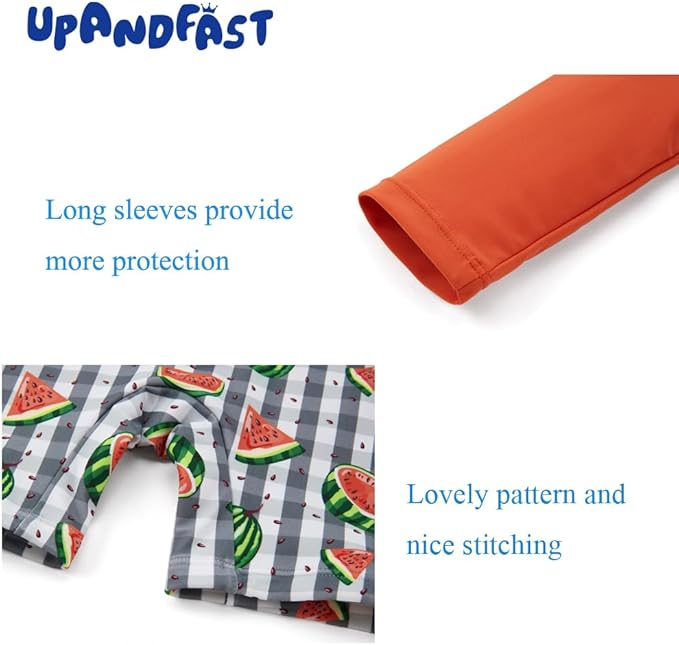 upandfast Baby/Toddler Swimsuit UPF 50+ Sun Protection One Piece Zipper Bathing Suit with Sun Hat Infant Beach Swimwear