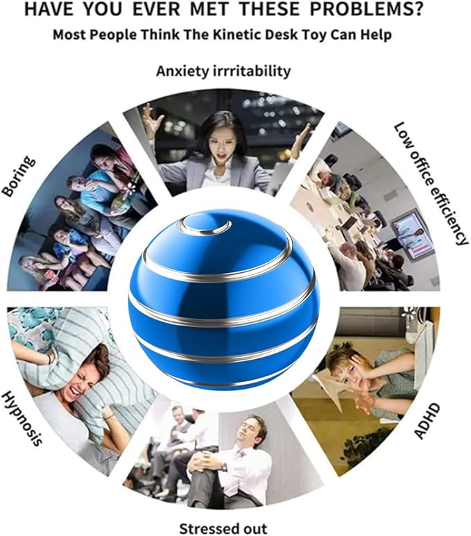 Kryfa Kinetic Desk Toys, Adults Fidget Toys, Fidget Toys for Kids Ages 8-12, Sensory Toys for Kids with Autism, Stocking Stuffers for Kids Party Favors Toys (1.54", Blue)