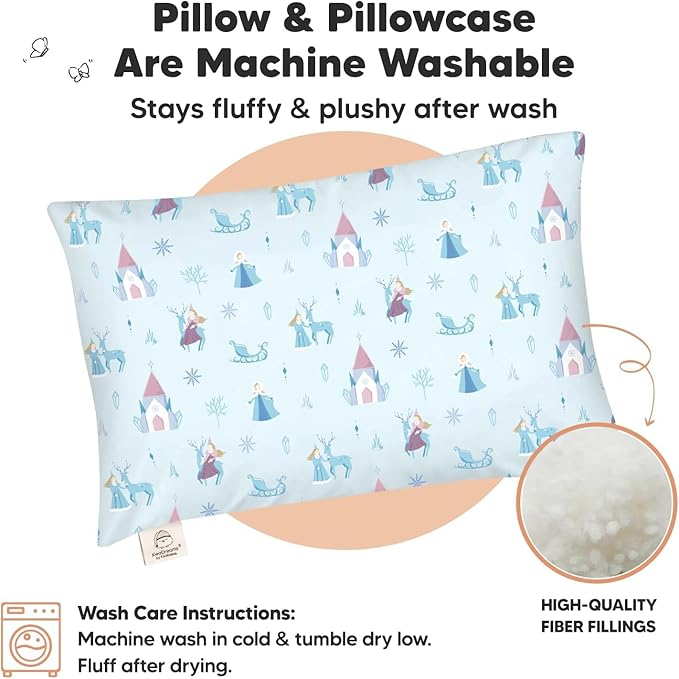 Toddler Pillow with Pillowcase - 13x18 My Little Dreamy Pillow, Organic Cotton Toddler Pillows for Sleeping, Kids Pillow, Travel Pillows, Mini Pillow,Nursery Pillow,Toddler Bed Pillow(Enchanted Frost)