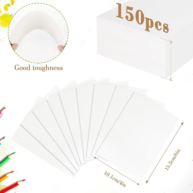 150PCS 4x6 Watercolor Paper Bulk, 140lb/300g Cold Press Thick Water Color Paper Pad for Kid Child Adult, White Art Paper for Drawing Painting Markers Gouache, Textured Cotton Paper Sheets