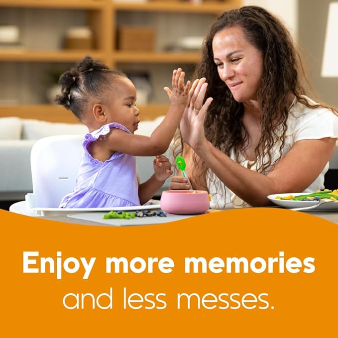 NumNum Baby Spoons Set, Feeding Littles x Silicone Pre-Spoon GOOtensils for Kids Aged 6+ Months - First Stage, Baby Led Weaning (BLW), Teething Spoon - Gift Set + Travel Case - 6 Spoons, Neon