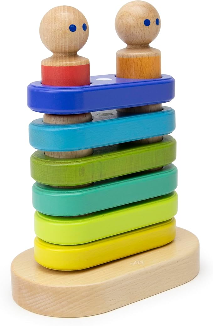 11 Piece Tegu Magnetic Floating Stacker Building Block Set, Rainbow