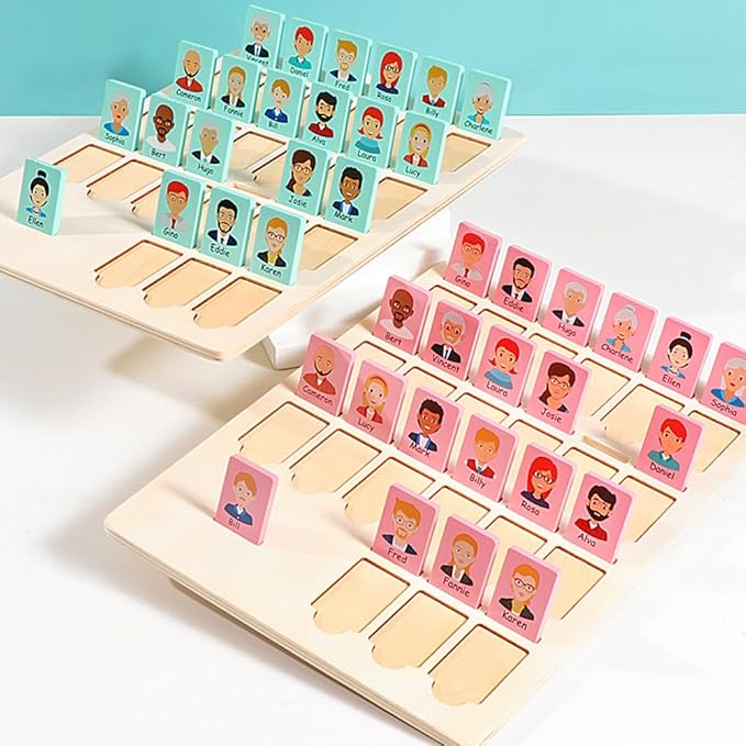Guess Game Wooden Board Who Am i Game Toy for 3+ Year Old Boys Girls,Guessing Cognitive Toy Logical Reasoning Games for Families,Puzzle Educational Travel Toys for Kids Ages 3 and Up