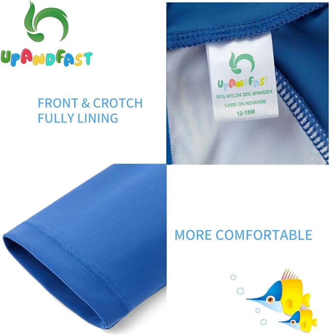 upandfast Baby/Toddler Swimsuit UPF 50+ Sun Protection One Piece Zipper Bathing Suit with Sun Hat Infant Beach Swimwear