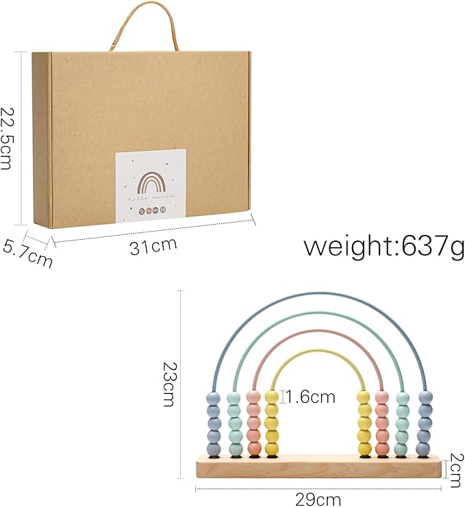ibwaae Wooden Rainbow Abacus Beads Counting Toys Kids Early Math Skills Montessori Educational Learning Games for Toddler