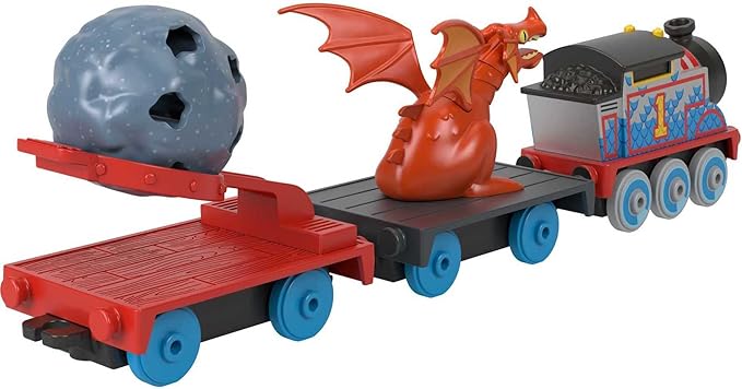 Thomas & Friends Diecast Toy Train Medieval Thomas Push-Along Engine with Boulder Launcher for Preschool Pretend Play Kids Ages 3+ Years
