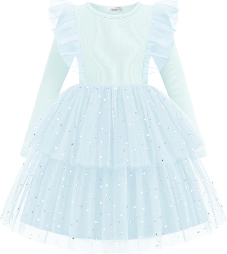 Arshiner Toddler Dress Baby Girls Tutu Tiered Formal Party Sequin Tulle Dresses Fall Winter Clothes for 1-6 Years