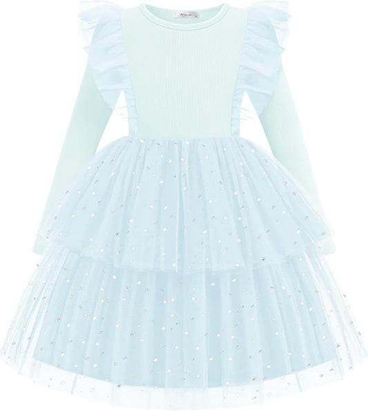 Arshiner Toddler Dress Baby Girls Tutu Tiered Formal Party Sequin Tulle Dresses Fall Winter Clothes for 1-6 Years
