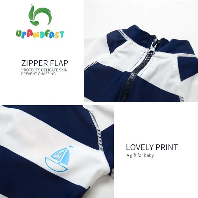 upandfast Baby/Toddler Swimsuit UPF 50+ Sun Protection One Piece Zipper Bathing Suit with Sun Hat Infant Beach Swimwear