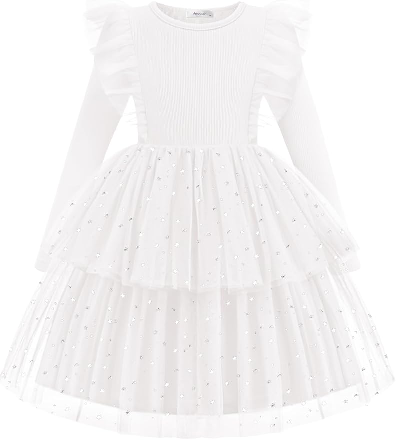 Arshiner Toddler Dress Baby Girls Tutu Tiered Formal Party Sequin Tulle Dresses Fall Winter Clothes for 1-6 Years
