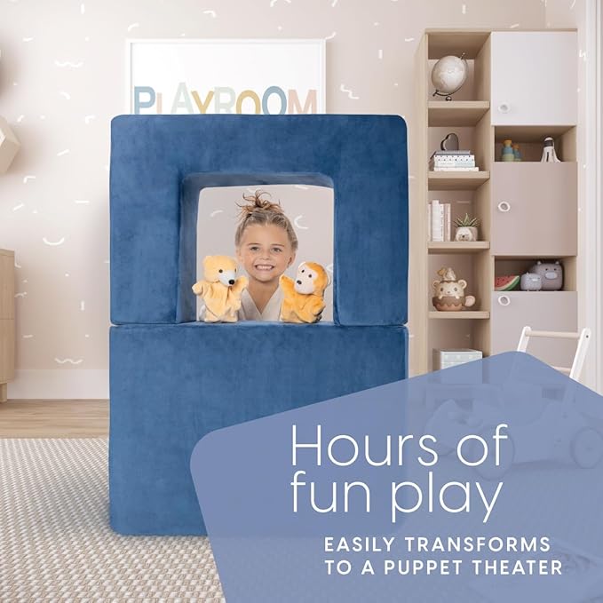 Milliard Kids Couch - Modular Kids Sofa for Toddler and Baby Playroom/Bedroom Furniture (Navy Small)