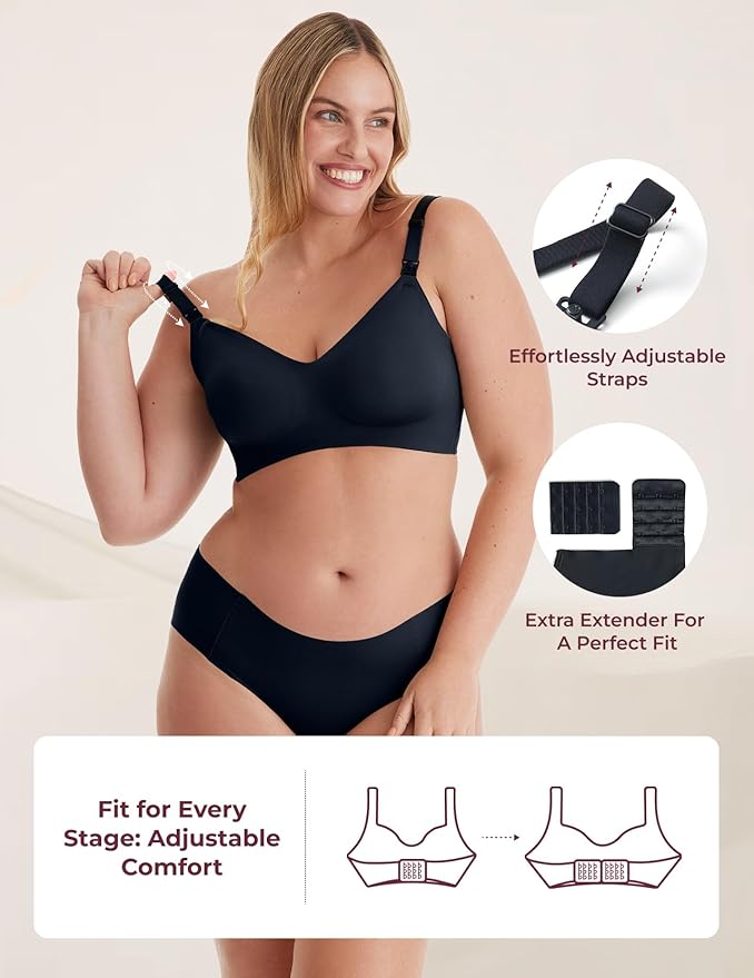 Momcozy Nursing Bras for Breastfeeding, YN21 Seamless Ultra Comfort Maternity Bra, Natural Shape, Pregnancy Sleep Bralette
