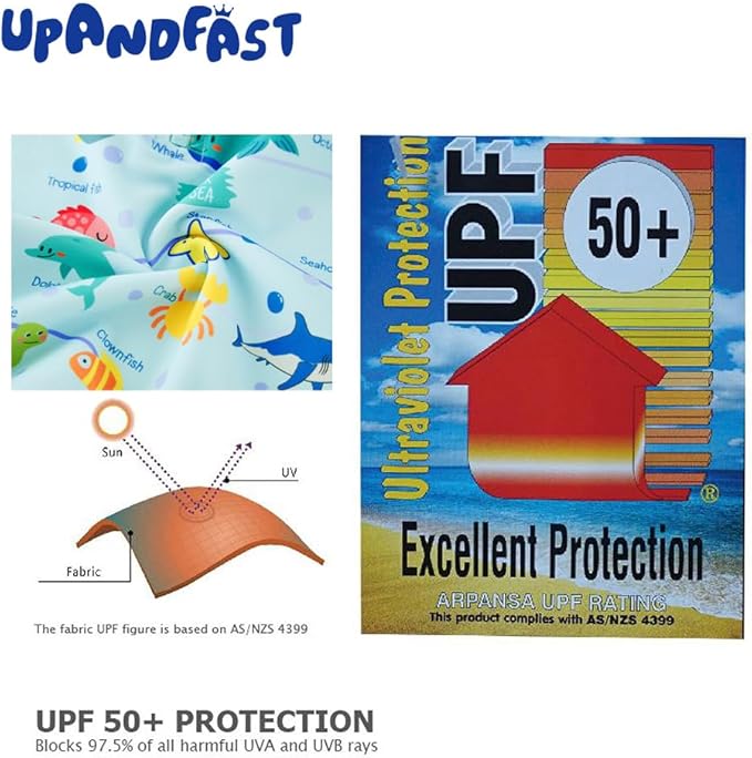 upandfast Baby/Toddler Swimsuit UPF 50+ Sun Protection One Piece Zipper Bathing Suit with Sun Hat Infant Beach Swimwear