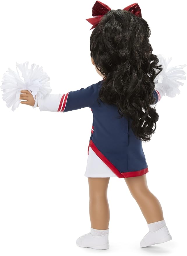 American Girl New England Patriots Cheer Uniform 18 inch Doll Clothes with Pom Poms, Navy and Red, 5 pcs, Ages 6+
