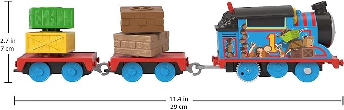 Thomas & Friends Toy Train, Wobble Cargo Thomas Motorized Engine with 2 Cargo Cars for Preschool Railway Play Ages 3+ Years