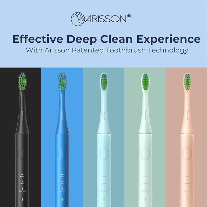 ARISSON Sonic Electric Toothbrush for Adults and Kids, 40,000 VPM Power Toothbrush, 1.5H Fast Charge Ultrasonic Electric Toothbrushes with 2 Minutes Smart Timer, Snow White