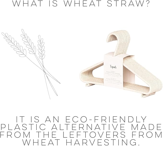 3 Sprouts Wheat Straw Plastic Hangers - 30-Pack Eco-Conscious Toddler Hangers for Child & Baby Clothes, Coats - Kid Closet Hangers Ideal for Small Girls, Boys, Children & Kids - Speckled Brown