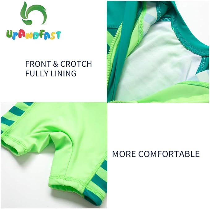 upandfast Baby/Toddler Swimsuit UPF 50+ Sun Protection One Piece Zipper Bathing Suit with Sun Hat Infant Beach Swimwear