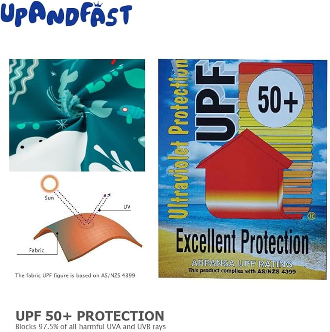 upandfast Baby/Toddler Swimsuit UPF 50+ Sun Protection One Piece Zipper Bathing Suit with Sun Hat Infant Beach Swimwear