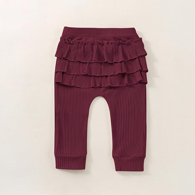 Baby Girl Clothes Newborn Infant Fall Winter Outifts Ribbed Ruffle Long Sleeve Romper Pant Outfit Set 3pcs 0-18Months