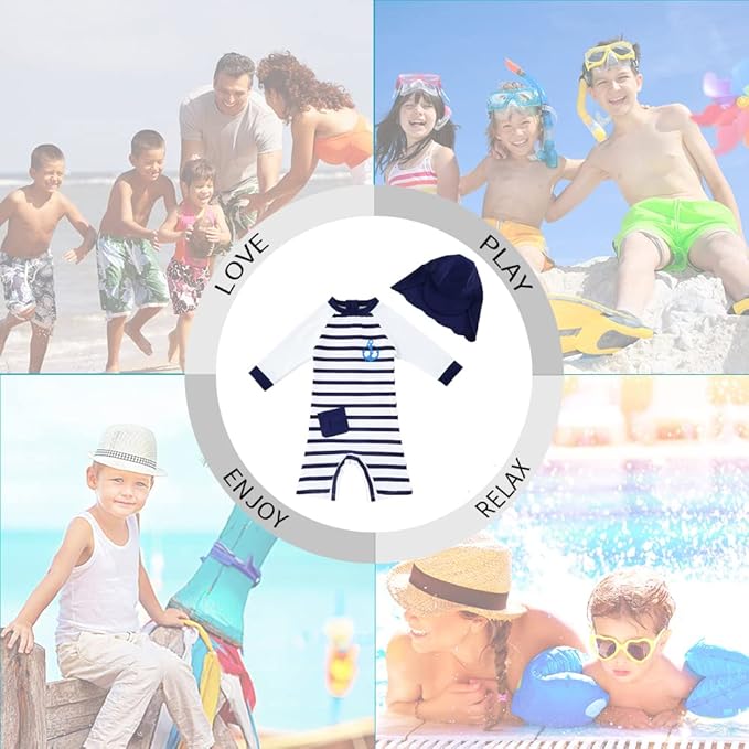 upandfast Baby/Toddler Swimsuit UPF 50+ Sun Protection One Piece Zipper Bathing Suit with Sun Hat Infant Beach Swimwear