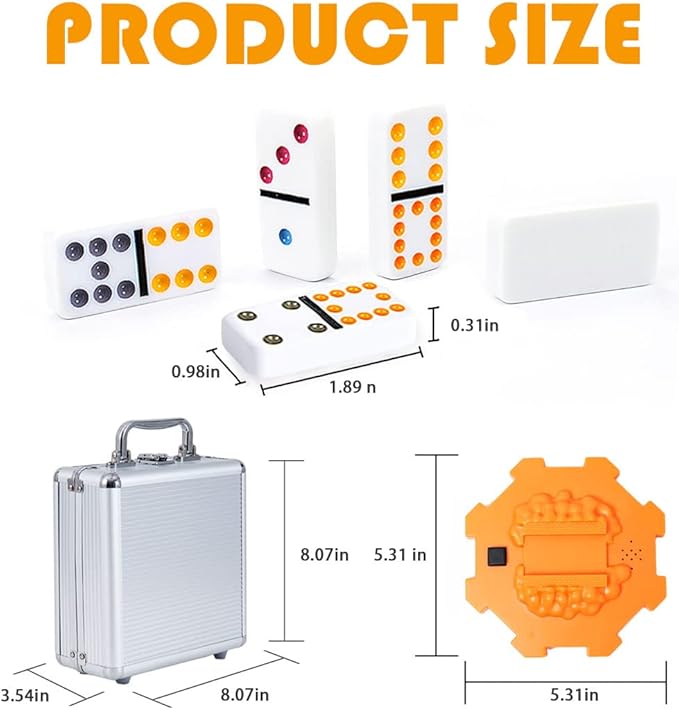 Yinlo Mexican Train Dominoes Set, Hub with Real Train Sound, Double 12 Colored Dot