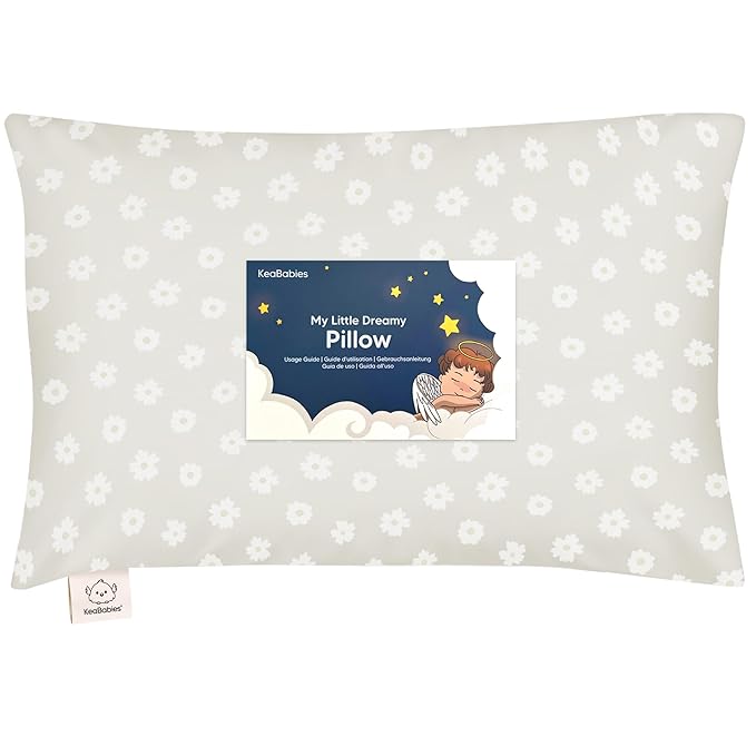 Toddler Pillow with Pillowcase - 13x18 My Little Dreamy Pillow, Organic Cotton Toddler Pillows for Sleeping, Kids Pillow, Travel Pillows, Mini Pillow, Nursery Pillow, Toddler Bed Pillow (Meadow)