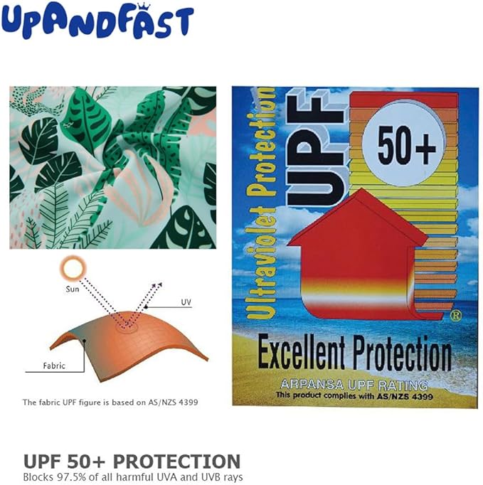 upandfast Baby/Toddler Swimsuit UPF 50+ Sun Protection One Piece Zipper Bathing Suit with Sun Hat Infant Beach Swimwear
