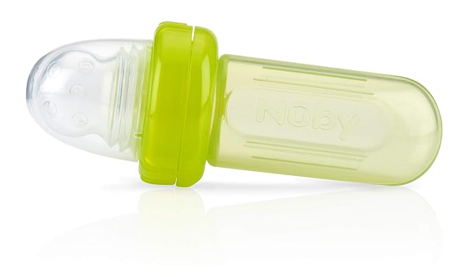 Nuby EZ Squee-Z Silicone Self Feeding Baby Food Dispenser, 1 Count (Pack of 1) - Aqua/Pink/Green, Colors May Vary