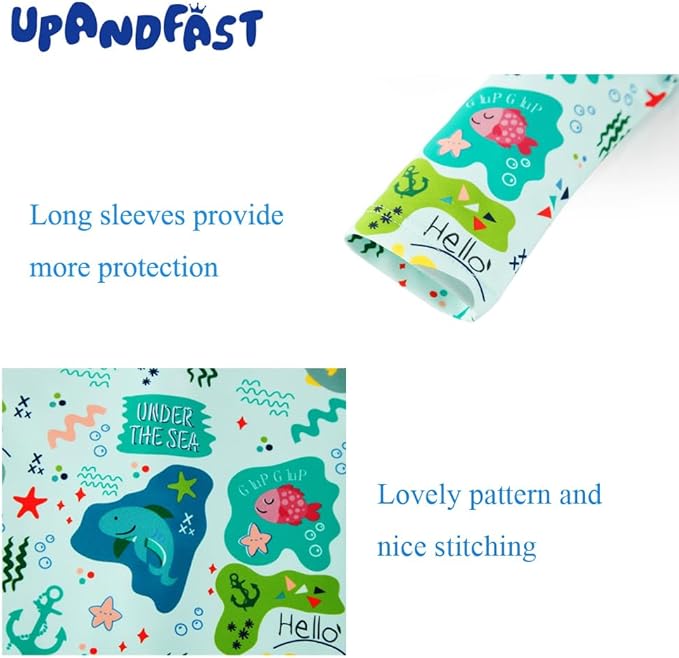 upandfast Baby/Toddler Swimsuit UPF 50+ Sun Protection One Piece Zipper Bathing Suit with Sun Hat Infant Beach Swimwear