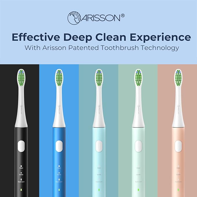 ARISSON Sonic Electric Toothbrush for Adults and Kids, 40,000 VPM Power Toothbrush, 1.5H Fast Charge Ultrasonic Electric Toothbrushes with 2 Minutes Smart Timer, White on Peach Orange