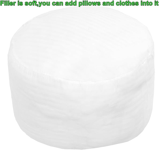 Round Stuffed Pouf Ottoman 20x20x12 Inches Plush Fiber Ottoman Foot Rest Under Desk Foot Stool Great for Living Room Bedroom Small Furniture (Gray Pouf with Filler)