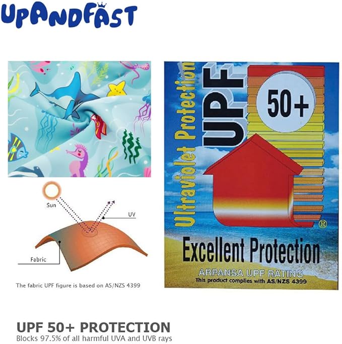 upandfast Baby/Toddler Swimsuit UPF 50+ Sun Protection One Piece Zipper Bathing Suit with Sun Hat Infant Beach Swimwear