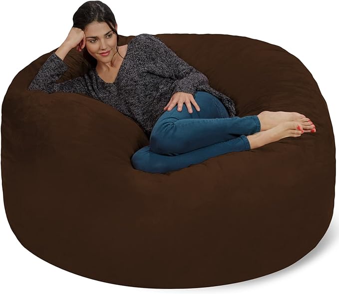 Chill Sack Bean Bag Chair: Giant 5' Memory Foam Furniture Bean Bag - Big Sofa with Soft Micro Fiber Cover - Brown