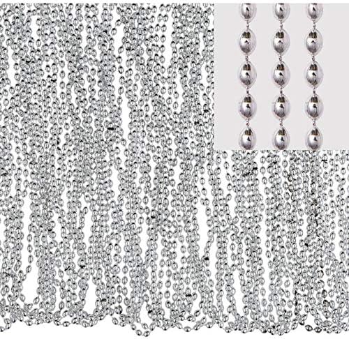 Amscan Metallic Oval Bead Party Necklaces, 50 Ct, 30", Silver