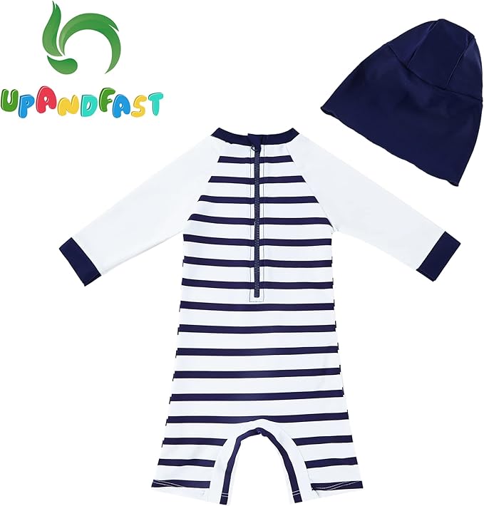upandfast Baby/Toddler Swimsuit UPF 50+ Sun Protection One Piece Zipper Bathing Suit with Sun Hat Infant Beach Swimwear