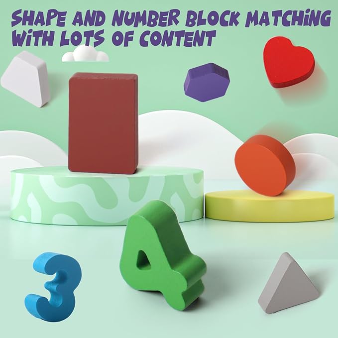 3 in 1 Educational Magnetic Color and Number Maze, Montessori Toys for Toddlers 3 Year Old, Shape and Number Wooden Puzzle Sorting Toys, Essentials for Preschool Learning Activities Classroom