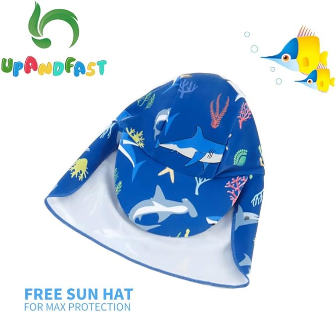 upandfast Baby/Toddler Swimsuit UPF 50+ Sun Protection One Piece Zipper Bathing Suit with Sun Hat Infant Beach Swimwear