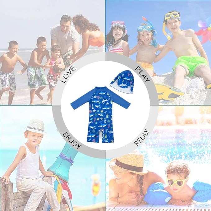 upandfast Baby/Toddler Swimsuit UPF 50+ Sun Protection One Piece Zipper Bathing Suit with Sun Hat Infant Beach Swimwear