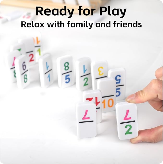 Mexican Train Dominoes Set Double 15,Double Fifteen Dominoes with 136 Colored Tiles,Number Dominos for Adults Family Board Games with Lightweight EVA Case Portable for Travel Camping