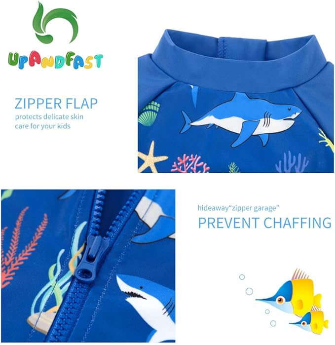 upandfast Baby/Toddler Swimsuit UPF 50+ Sun Protection One Piece Zipper Bathing Suit with Sun Hat Infant Beach Swimwear