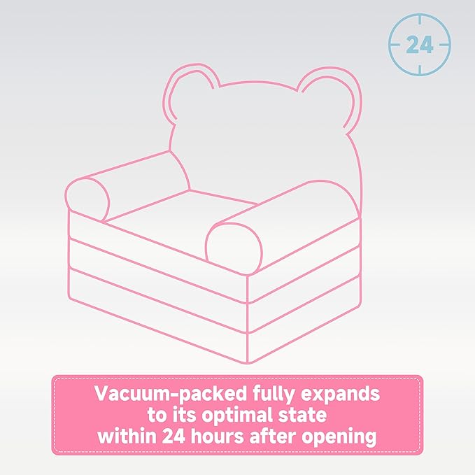 MONKISS 2-in-1 Toddler Couch Bear Chairs Comfy, Kids Chair Couch, Mini Couch, Flip Out Sherpa Kids Sofa, Baby Couch, Chair for Toddlers 1-3, Kids Lounge Chair Reading Chair, Kids Couch Bed Fold Out