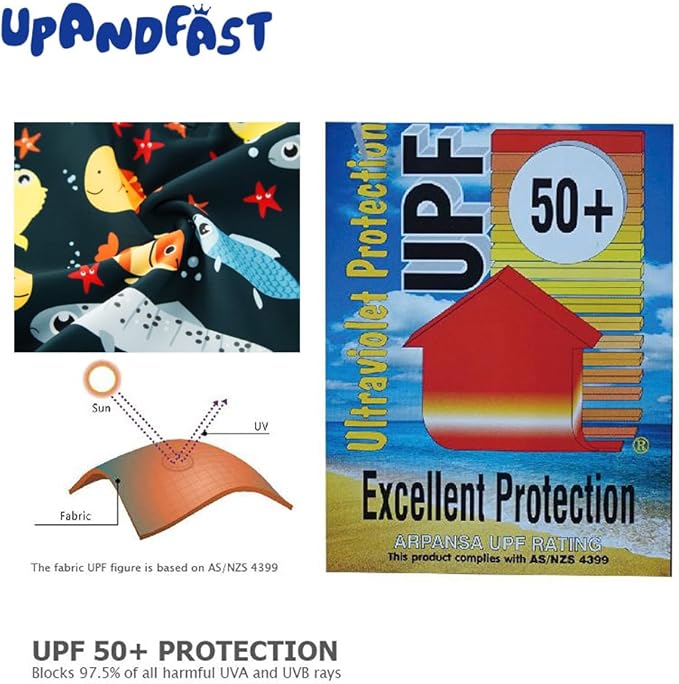 upandfast Baby/Toddler Swimsuit UPF 50+ Sun Protection One Piece Zipper Bathing Suit with Sun Hat Infant Beach Swimwear