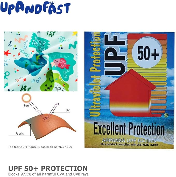 upandfast Baby/Toddler Swimsuit UPF 50+ Sun Protection One Piece Zipper Bathing Suit with Sun Hat Infant Beach Swimwear