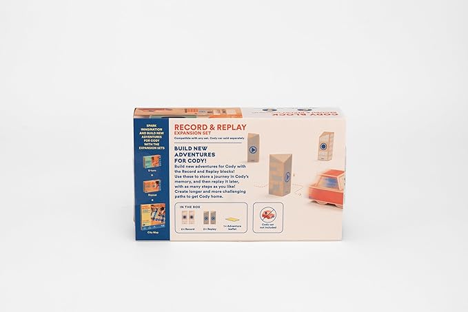 Cody Block Record & Play Expansion Set, Educational Wooden Building Blocks and Car STEM Toys for Preschool Kids Ages 7+
