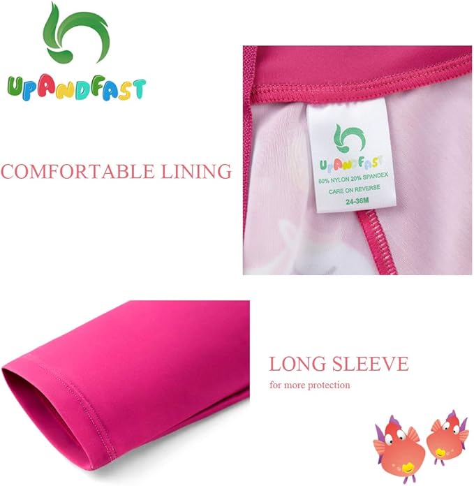 upandfast Baby/Toddler Swimsuit UPF 50+ Sun Protection One Piece Zipper Bathing Suit with Sun Hat Infant Beach Swimwear