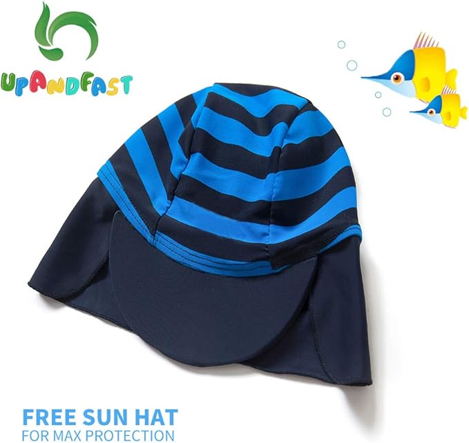 upandfast Baby/Toddler Swimsuit UPF 50+ Sun Protection One Piece Zipper Bathing Suit with Sun Hat Infant Beach Swimwear