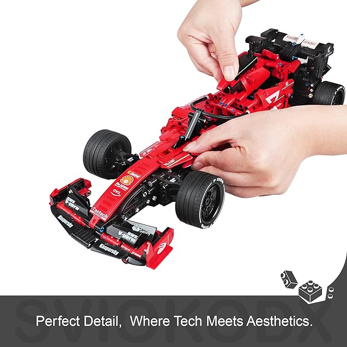 F1 Racing car technic Building Sets,Formula 1 Model Cars ,1:12 MOC Sports car Building Blocks,Collectible Kits for Kids 8+ and Adults (red)(1392 Pieces Bricks)
