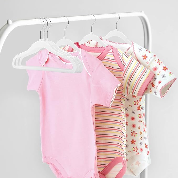 Kids Velvet Hangers 30 Pack, 11 Inch Size Non-Slip Baby Hangers, Space-Saving Nursery Hangers, Perfect Infant/Toddler Clothes Hangers for Daily Use(White)