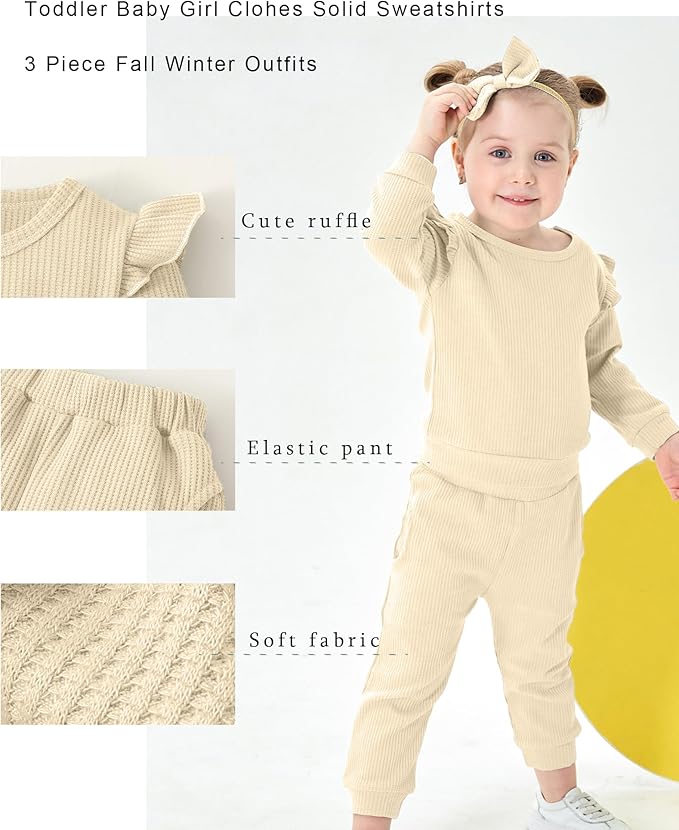 Mioglrie Baby Girl Clothes Infant Toddler Girls Fall Winter Outfits Sweatshirts Clothing Set 3 6 12 18 24 Month 2T 3T